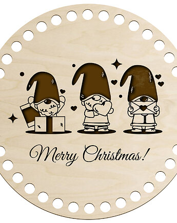 Świąteczna Okrągła Drewniana Baza 20 cm Sklejka do Szydełkowania Koszyka, smxdsgn