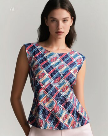 Jedwabny top ,, luksusowa mozaika", NAT FASHION ROOM