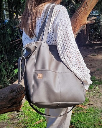 Lazy bag Pocket  torba taupe ekoskóra oversize, hairoo