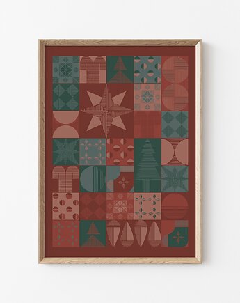 Plakat świąteczny VINTAGE RED, Anna Szondelmajer