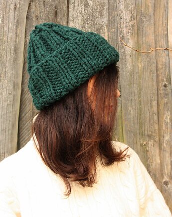 Czapka beanie leśna zieleń, Mademoiselle Patrini