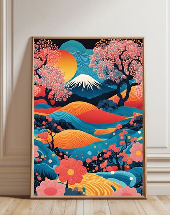 PLAKAT dekoracyjny , las Yayoi Kusama, japońska ilustracja, black dot studio