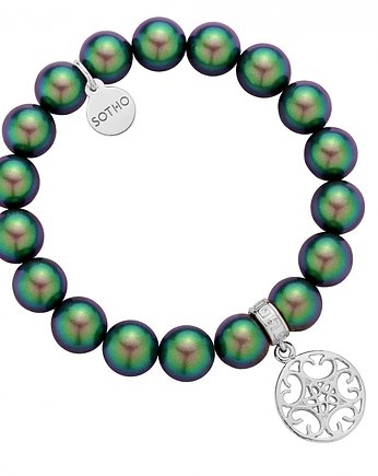 Zielona bransoletka z pereł kryształ SWAROVSKI® CRYSTAL, SOTHO