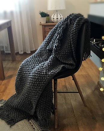 Pled , koc narzuta - bardzo gruby szarak, Knitting Factory