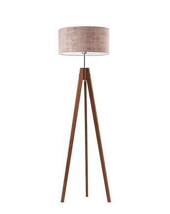 Drewniana lampa stojąca do salonu z abażurem  HAITI VELUR, LYSNE