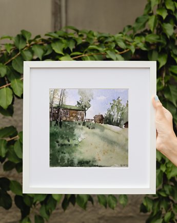 WYPRZEDAŻ OBRAZÓW! Akwarela Trondheim Norwegia oryginalny obraz A5 21x15 cm, Kwitnace