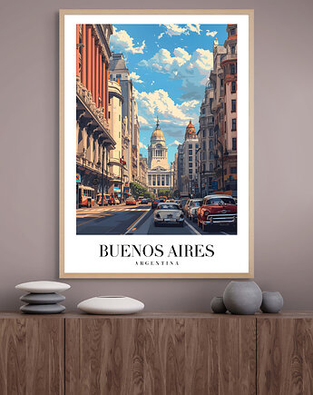 Retro plakat podróżniczy - Argentyna - Buenos Aires - pamiątka, prezent, Black Sapphire Art
