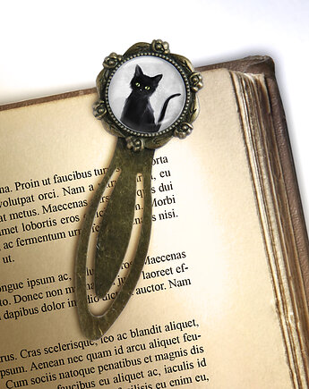 Zakładka do książki - Czarny kot - klips, brąz, yenoo
