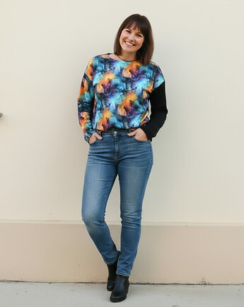 Nietypowa bluza oversize bawełniana Kolorowy Dym, mniej więcej