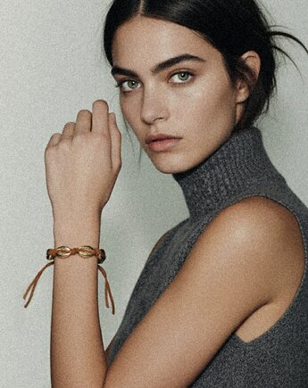 ZŁOTE KAURI skórzana bransoletka, Woo Hoo