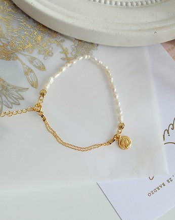 Bransoletka złocona z perłami naturalnymi, Anelis Atelier