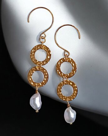 LUX. Srebrne perły - unikatowe kolczyki - długie, kaktusia