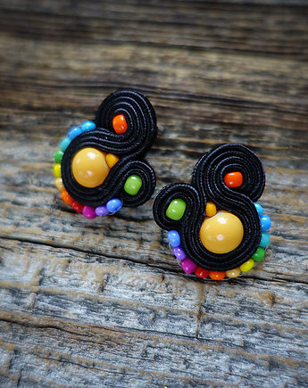 Kolorowe Lentinki- kolczyki soutache, Mró Soutache