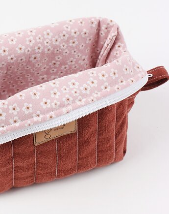 Lniana kosmetyczka box z kwiatową podszewką, gucialoveskids