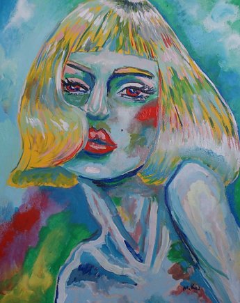 Obraz do salonu portret  kosmitka z UFO, alice oil on canvas