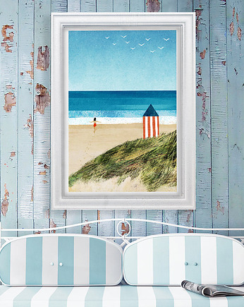 Beztroskie wakacje - plakat 50x70 cm - dziewczyna na plaży, minimalmill