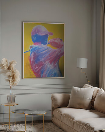 Plakat Golfista reprodukcja pasteli suchych, JBJart Justyna Jaszke