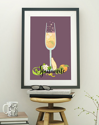 Wino Spumante - plakat art giclee, minimalmill