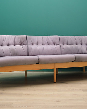 Sofa welurowa wrzosowa, duński design, lata 70, Przetwory design