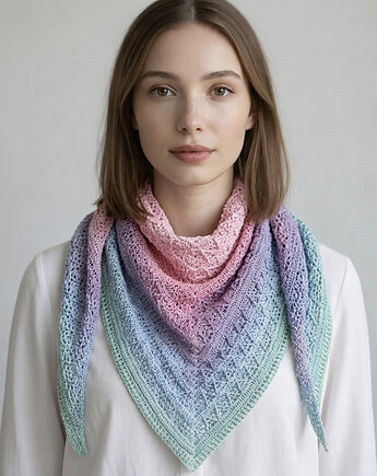 Chusta szydełkowa Luvia ombre ręcznie robiona, splotomaniaa