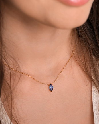 Złoty naszyjnik "Blue Diamond" z niebieską cyrkonią srebro 925 pozłacane