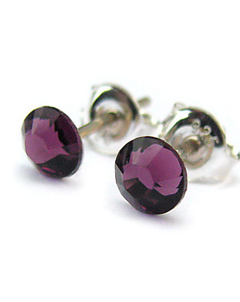 Kolczyki- Ametystowe kropy-Kryształy Swarovski, Marisella