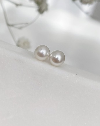 Kolczyki-perełki Swarovski - Perłowe Drobinki w kolorze białym, Marisella