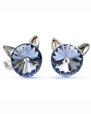 Koty! kolczyki - kryształy Swarovski - Light Sapphire (mniejsze), Marisella