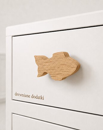 Drewniane gałki do mebli, z drewna, MORSKIE, rybka, Drewniane dodatki