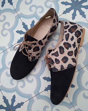 Zamszowe skórzane buty typu Oxford damskie, AnemoneDream