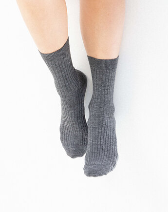 NORKI - Skarpetki Grafitowe Prążkowane Wełniane Całoroczne 35 - 37, KOPYTO