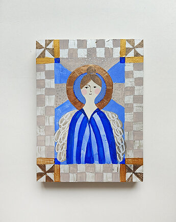 Anioł ręcznie malowany na desce, 1 egzemplarz, PRINTLOVE