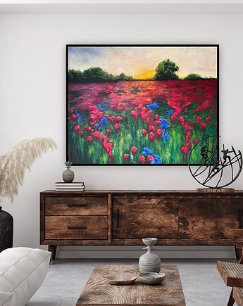 Obraz  "Tam gdzie zachodzi słońce "  akryl na płótnie 110x90 cm, Betańska Studio