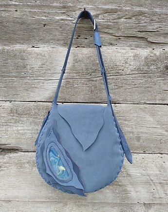 Torebka skórzana wykonana ręcznie .Kropla,, pracownia kala