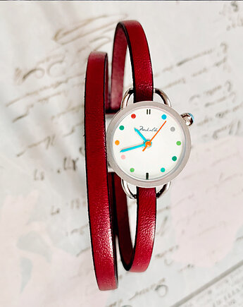 Prezent - Zegarek -multi Dots - red + Gratis pud, Makaliboo