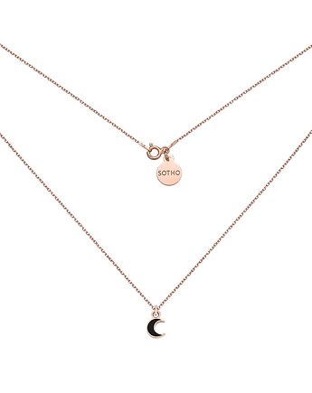 Naszyjnik z różowego złota z czarnym księżycem, OSOBY - Prezent dla Kobiety