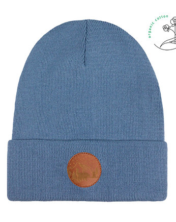 Czapka beanie z bawełny organicznej szary błękit, KABAK