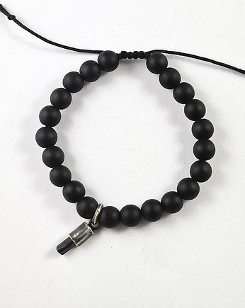 SREBRO Czareny turmalin bransoletka z naturalnym minerałem, RA