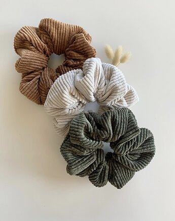 Zestaw 3 sztruksowych gumek scrunchies, Volie Line
