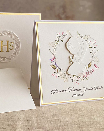 Kartka na komunię z pudełkiem i kopertą, 65 D, Anna Art and Crafts