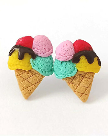 Małe kolorowe kolczyki lody w rożku, OMIFIMO