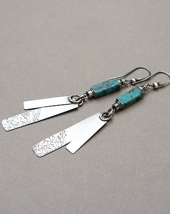 Kolczyki srebrne -turkusowe patyczki, Katia i krokodyl