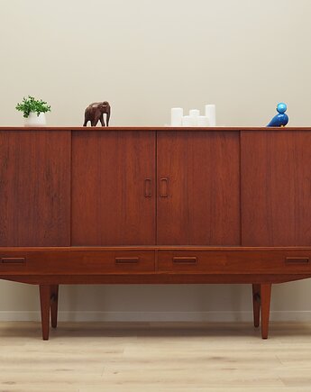 Highboard tekowy, duński design, lata 60, produkcja: Westergaards M, Przetwory design