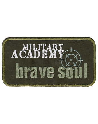 Naszywka naprasowanka BRAVE SOUL ZIELONA termo haft POLSKIE 11,5x6cm, Wyszywane