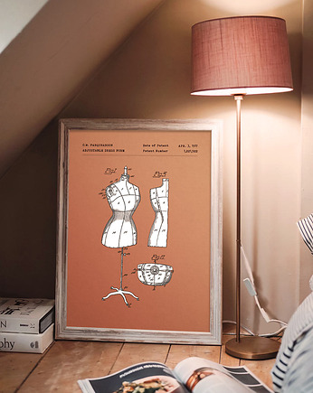 Manekin krawiecki - plakat 50x70 cm - patent, minimalmill