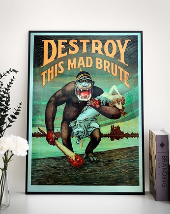 Plakat retro- Destroy, raspberryEM