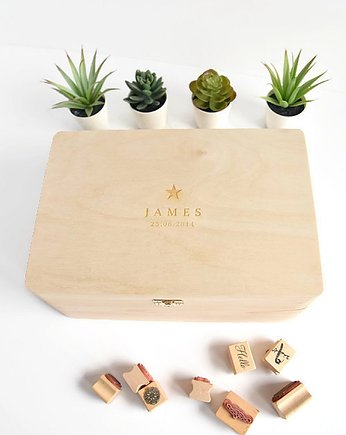 Drewnianie pudełko wspomnień - personalizacja, MAMU CONCEPT