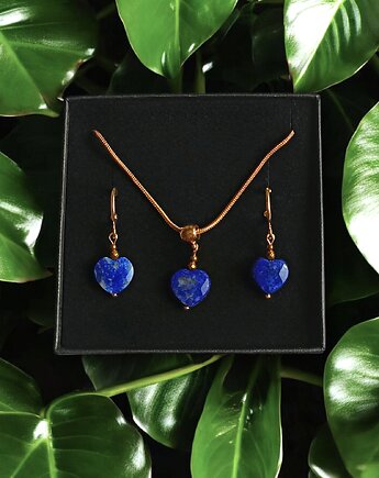 RAZEM TANIEJ! uroczy komplet: serduszko LAPIS LAZULI : wyjątkowy prezent, kaktusia