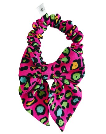 Scrunchie do włosów, gumka do włosów z KOKARDĄ Panterka candy, Capillum