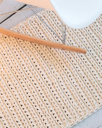 Dywan prostokątny gęsty splot gładki beżowy, Made of Weaves
